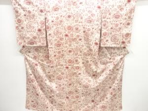 大正ロマン　草花模様織り出しお召着物